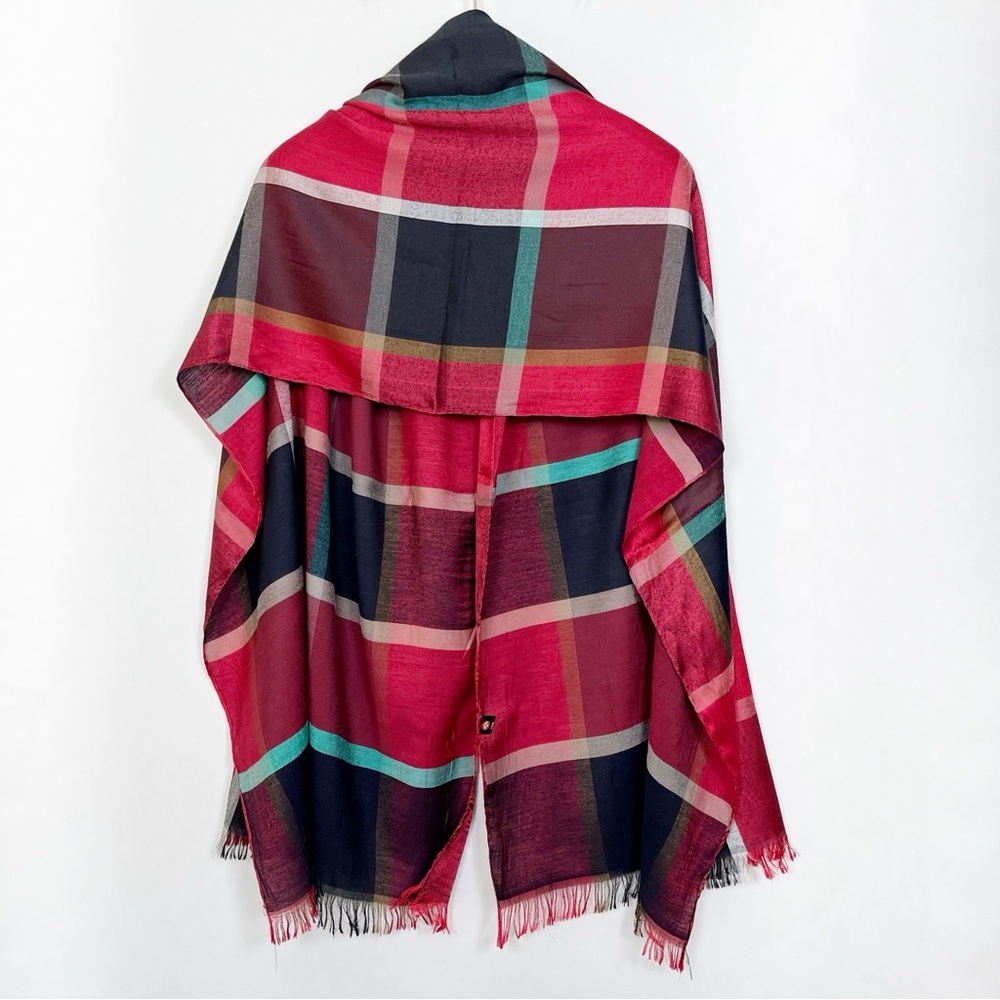 Liva Plaid Red and Black Large Scarf Wrap 100% Pashmina Travel‎